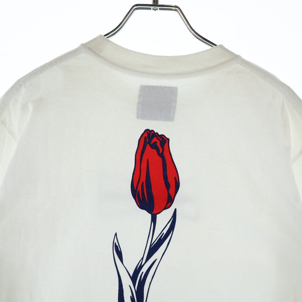 WASTED YOUTH(ウェイステッドユース) Flower Can Tee フラワー ロゴプリント クルーネック 半袖Tシャツ カットソー ホワイト