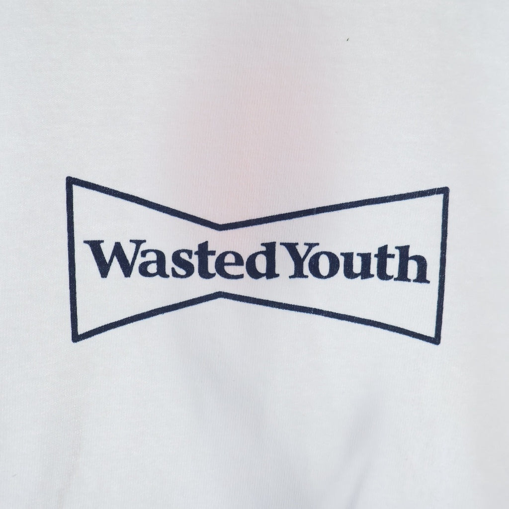 WASTED YOUTH(ウェイステッドユース) Logo S/S Tee ロゴ半袖Tシャツ ホワイト/ネイビー