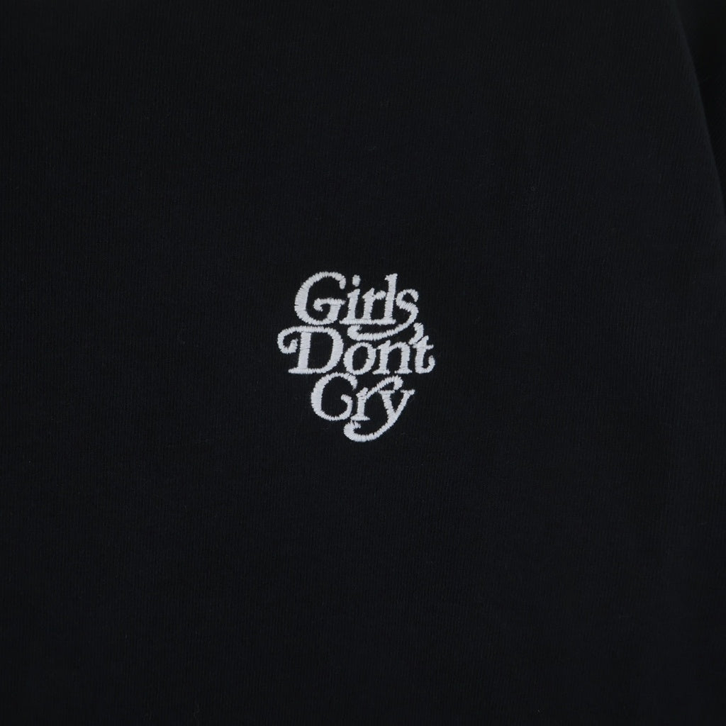 Girls Don't Cry(ガールズドントクライ) ロゴ刺繍 リンガー クルーネック 半袖Tシャツ カットソー ブラック