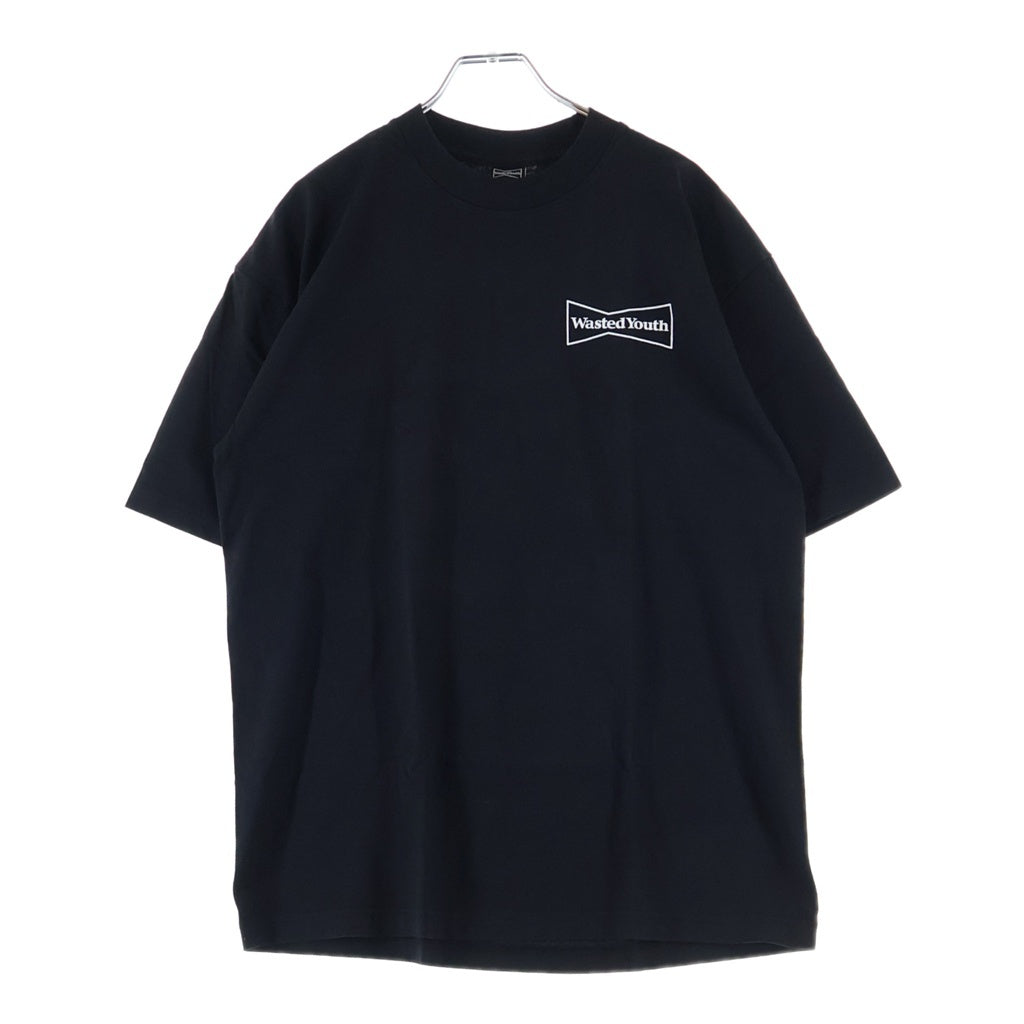 WASTED YOUTH(ウェイステッドユース) DBMA T-SHIRT ロゴプリント クルーネック 半袖Tシャツ カットソー ブラック