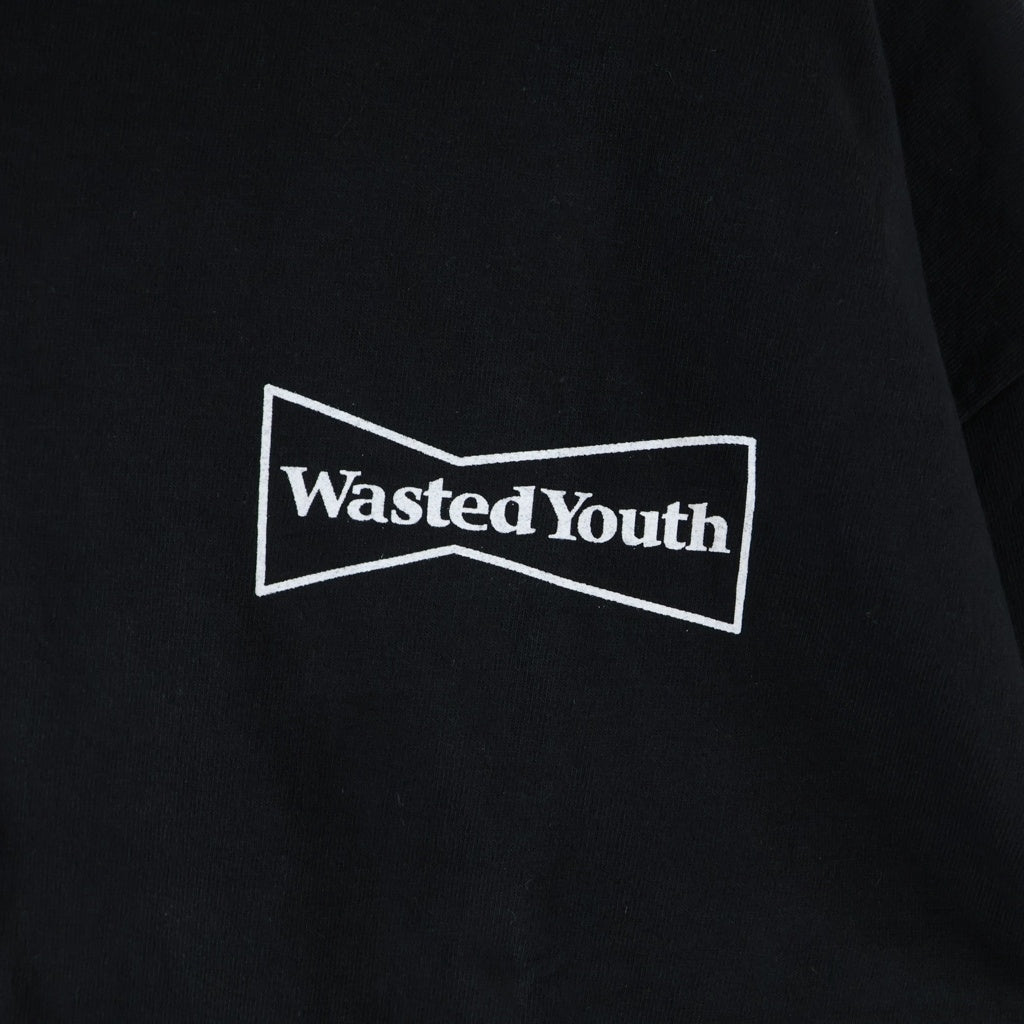 WASTED YOUTH(ウェイステッドユース) DBMA T-SHIRT ロゴプリント クルーネック 半袖Tシャツ カットソー ブラック