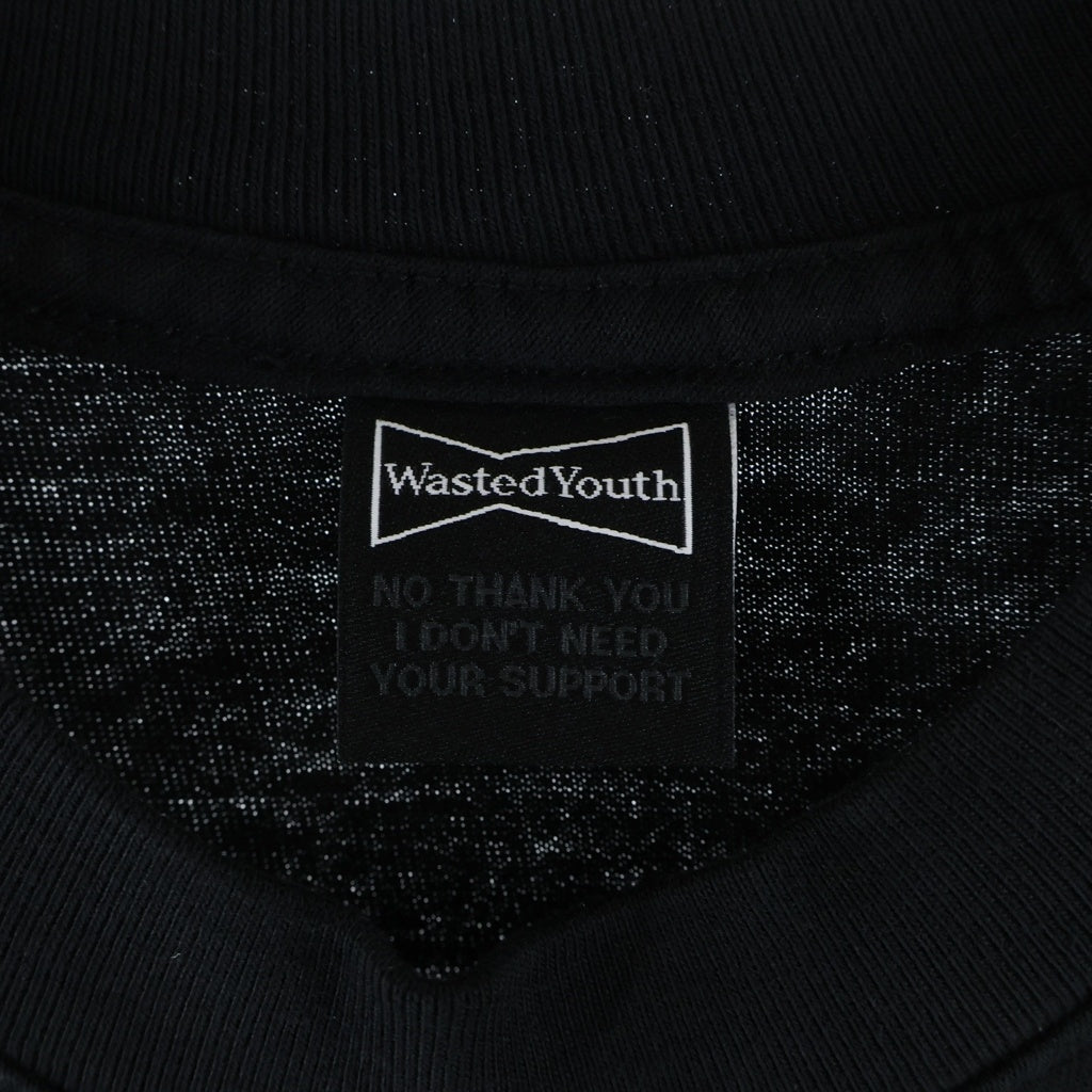 WASTED YOUTH(ウェイステッドユース) DBMA T-SHIRT ロゴプリント クルーネック 半袖Tシャツ カットソー ブラック