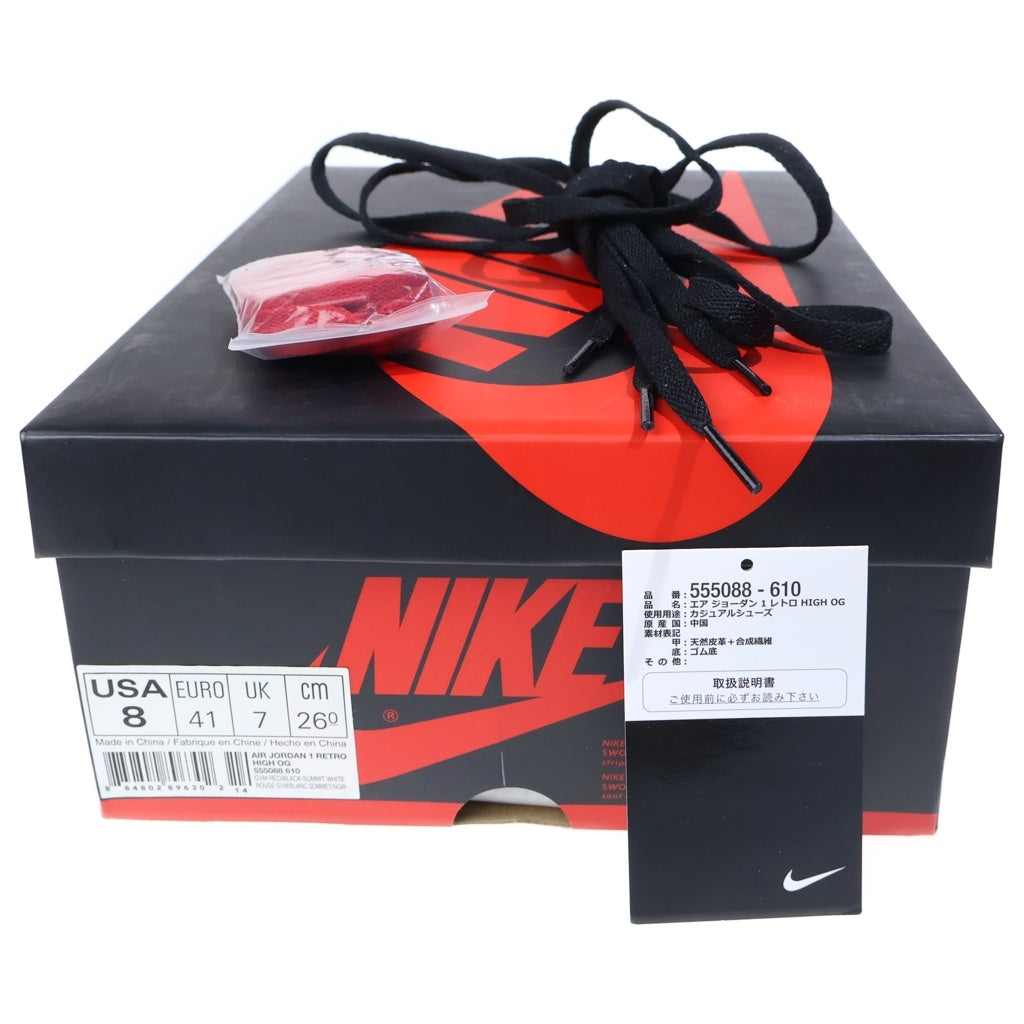 NIKE(ナイキ) AIR JORDAN 1 RETRO HIGH OG BRED TOE エアジョーダン1 レトロ ブレッドトゥ ハイカットスニーカー レッド/ホワイト US8/26cm 555088-610