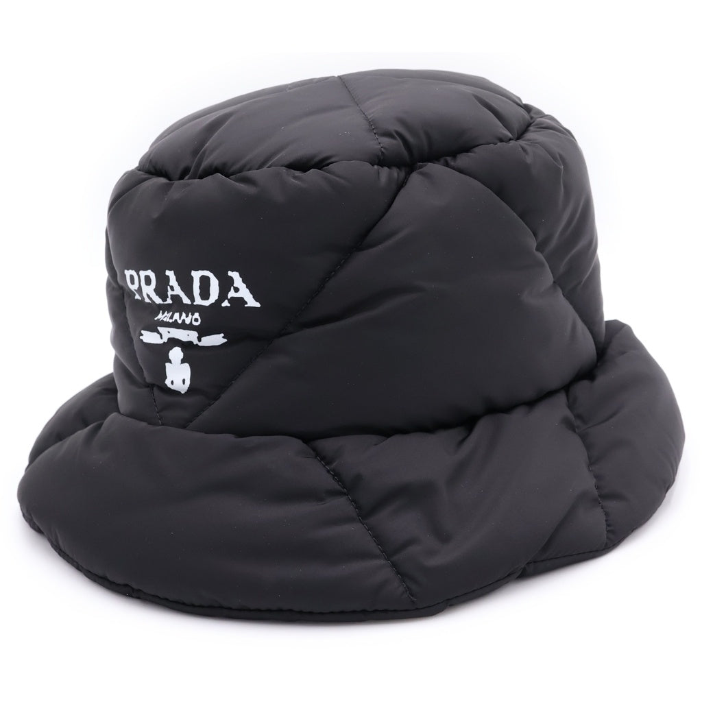 PRADA(プラダ) 22AW Padded Re-Nylon Bucket Hat パデッド リナイロンバケットハット 帽子 ロゴ ブラック 2HC252 IYK レディース