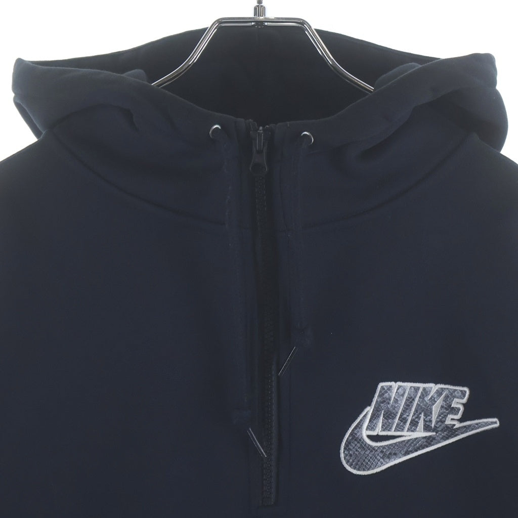 SUPREME(シュプリーム) 21SS ×NIKE Half Zip Hooded Sweatshirt ナイキ ロゴエンブロイダリー ハーフジップ フーデッド スウェット パーカー ブラック DB2842-010
