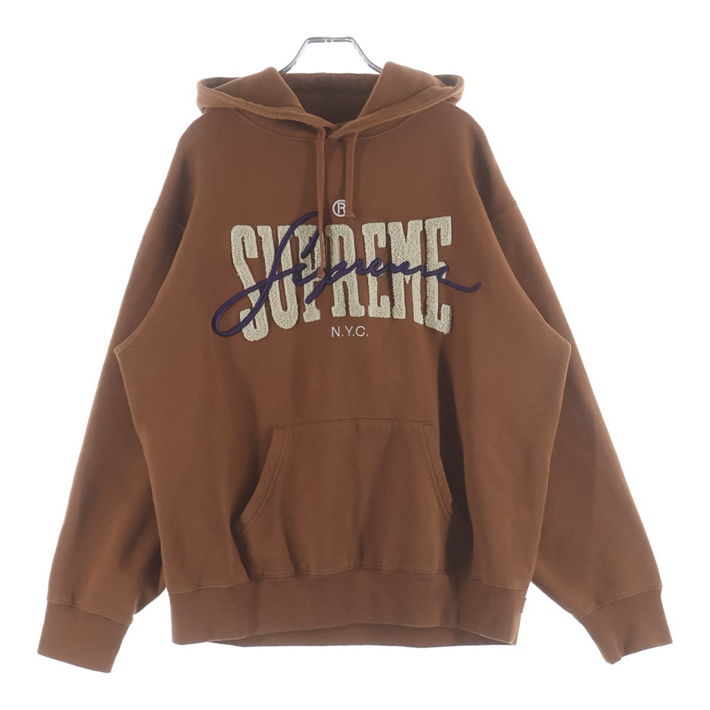 SUPREME(シュプリーム) 22SS Embroidered Chenille Hooded Sweatshirt エンブロイダリー シェニール スウェットシャツ プルオーバーパーカー フーディー ブラウン