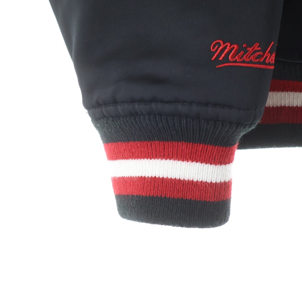 SUPREME(シュプリーム) 21AW ×Mitchell & Ness Varsity Jacket ×ミッチェルアンドネス サテン バーシティジャケット ブラック/レッド