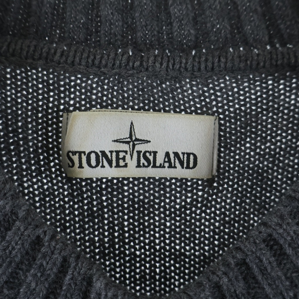 STONE ISLAND(ストーンアイランド) ラムウール ミドルゲージ クルーネック ニット セーター ブラック 6715539A3