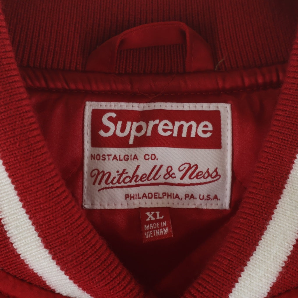 SUPREME(シュプリーム) 24AW ×MITCHELL&NESS Satin Varsity Jacket ミッチェルアンドネス サテンバーシティジャケット レッド