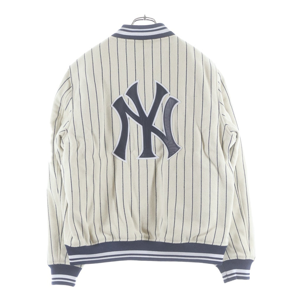 KITH(キス) 21AW ×MLB for New York Yankees Wool Bomber Jacket ニューヨーク ヤンキース ウール ボンバージャケット スタジャン ブルゾン アイボリー KHM010030