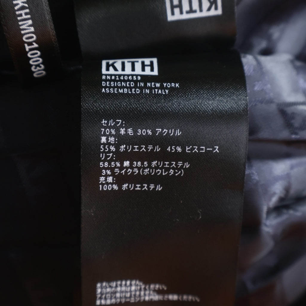 KITH(キス) 21AW ×MLB for New York Yankees Wool Bomber Jacket ニューヨーク ヤンキース ウール ボンバージャケット スタジャン ブルゾン アイボリー KHM010030