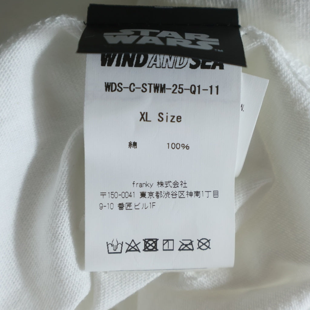 WIND AND SEA(ウィンダンシー) 24SS ×STARWARS THE MANDALORIAN TEE スターウォーズ ザ・マンダロリアン プリント クルーネック 半袖Tシャツ カットソー ホワイト WDS-C-STWM-25-Q1-11