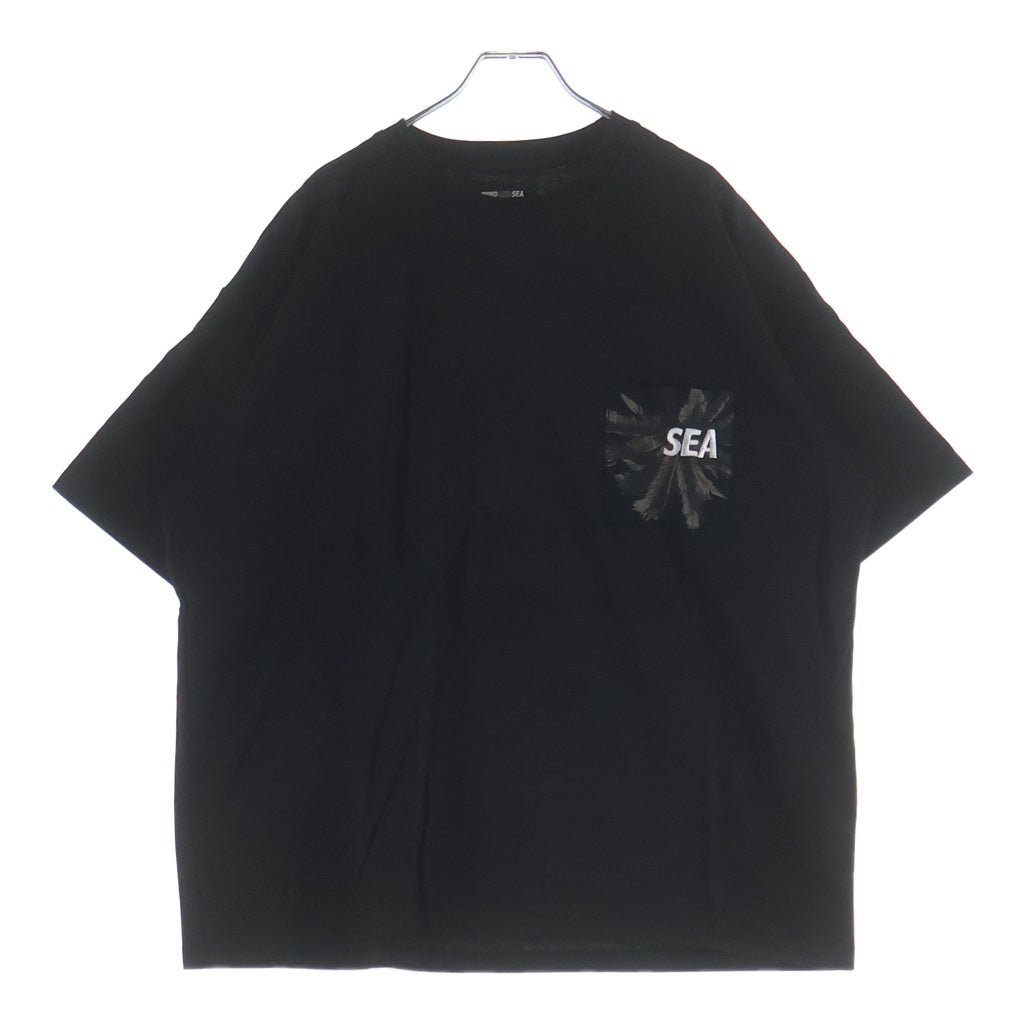 WIND AND SEA(ウィンダンシー) Palmtree Pocket S/S Tee パームツリー ロゴ刺繍 ポケット付き クルーネック 半袖Tシャツ ブラック WDS-O-PLM-24-Q4-CS-02