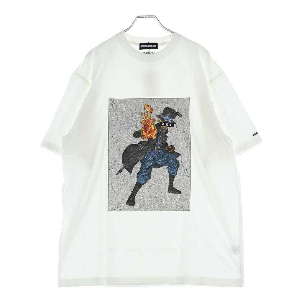 GOD SELECTION XXX(ゴッドセレクショントリプルエックス) 21SS ×Onepiece Sabo SS Tee ワンピース サボ フォト 半袖Tシャツ ホワイト GX-S21-OPST-03