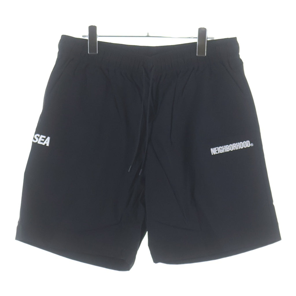 WIND AND SEA(ウィンダンシー) 22SS ×NHWDS NYLON SHORTS ネイバーフッド ロゴプリント ナイロン ショートパンツ ハーフパンツ ショーツ ブラック 221FRWSN-PTM01S
