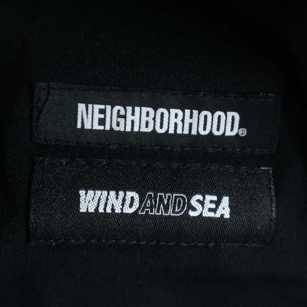 WIND AND SEA(ウィンダンシー) 22SS ×NHWDS NYLON SHORTS ネイバーフッド ロゴプリント ナイロン ショートパンツ ハーフパンツ ショーツ ブラック 221FRWSN-PTM01S