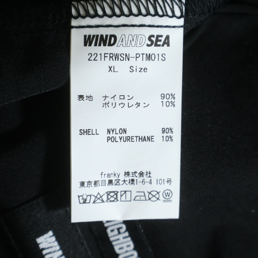 WIND AND SEA(ウィンダンシー) 22SS ×NHWDS NYLON SHORTS ネイバーフッド ロゴプリント ナイロン ショートパンツ ハーフパンツ ショーツ ブラック 221FRWSN-PTM01S