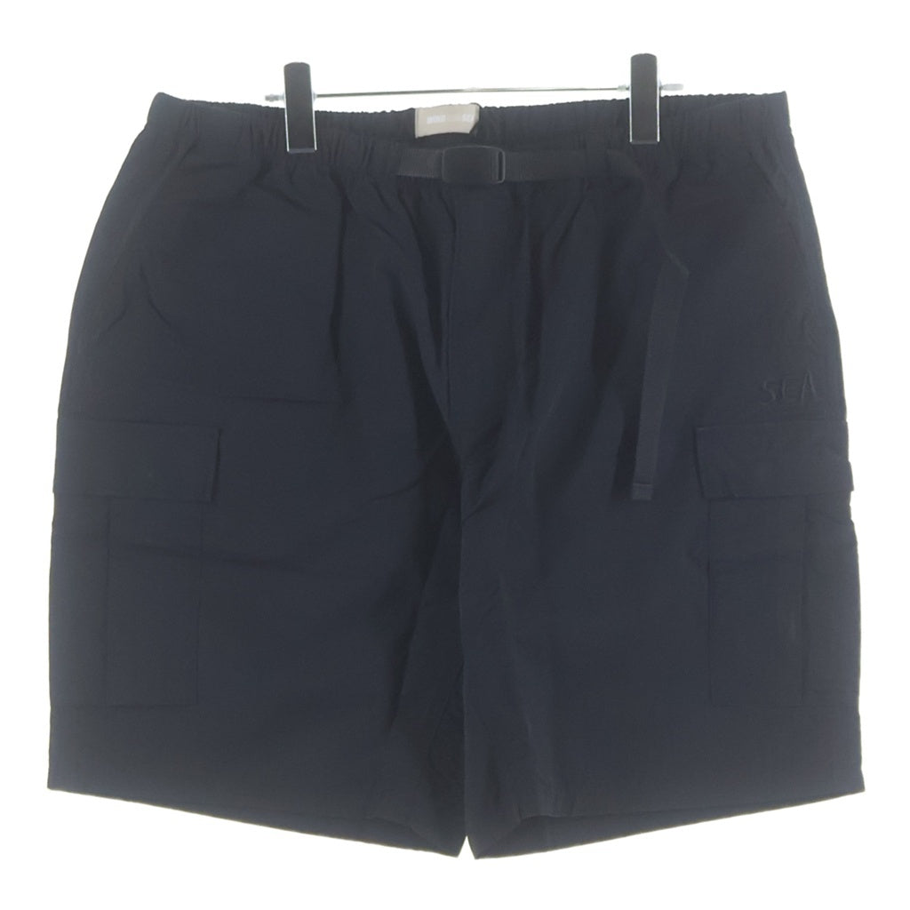 WIND AND SEA(ウィンダンシー) SEA CARGO SHORT ロゴ刺繍 ナイロン カーゴ ショートパンツ ハーフパンツ ショーツ ブラック WDS-O-ESS2-24-Q3-PT-02