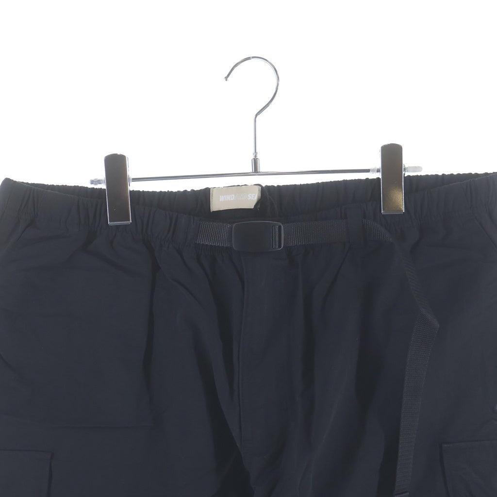 WIND AND SEA(ウィンダンシー) SEA CARGO SHORT ロゴ刺繍 ナイロン カーゴ ショートパンツ ハーフパンツ ショーツ ブラック WDS-O-ESS2-24-Q3-PT-02