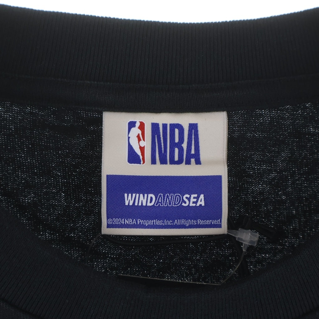 WIND AND SEA(ウィンダンシー) ×NBA CHAMPIONS TEE エヌビーエー チャンピオン ロゴプリント クルーネック 半袖Tシャツ カットソー ブラック WDS-C-PNB7-24-Q4-06