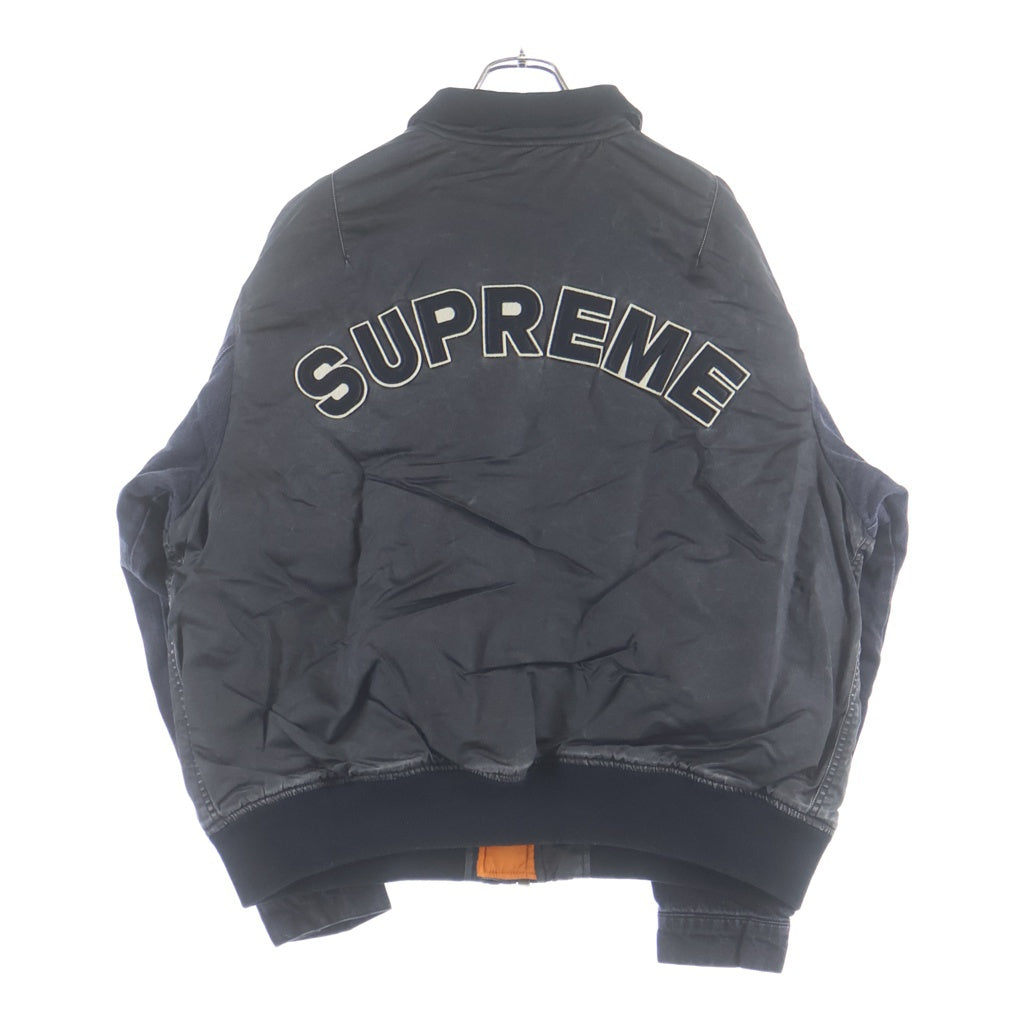 SUPREME(シュプリーム) 23SS Denim Sleeve MA-1 デニムスリーブ ジップアップ フライトジャケット ブルゾン ブラック