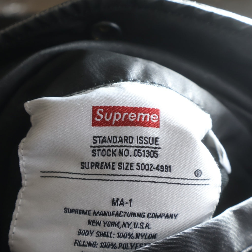 SUPREME(シュプリーム) 23SS Denim Sleeve MA-1 デニムスリーブ ジップアップ フライトジャケット ブルゾン ブラック
