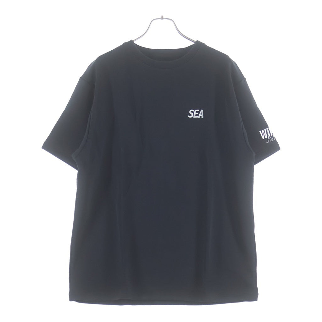 WIND AND SEA(ウィンダンシー) WIND AIR TEX S/S TEE ロゴ刺繍 クルーネック 半袖Tシャツ カットソー ブラック WDS-O-ESS-24--Q4-JER-03