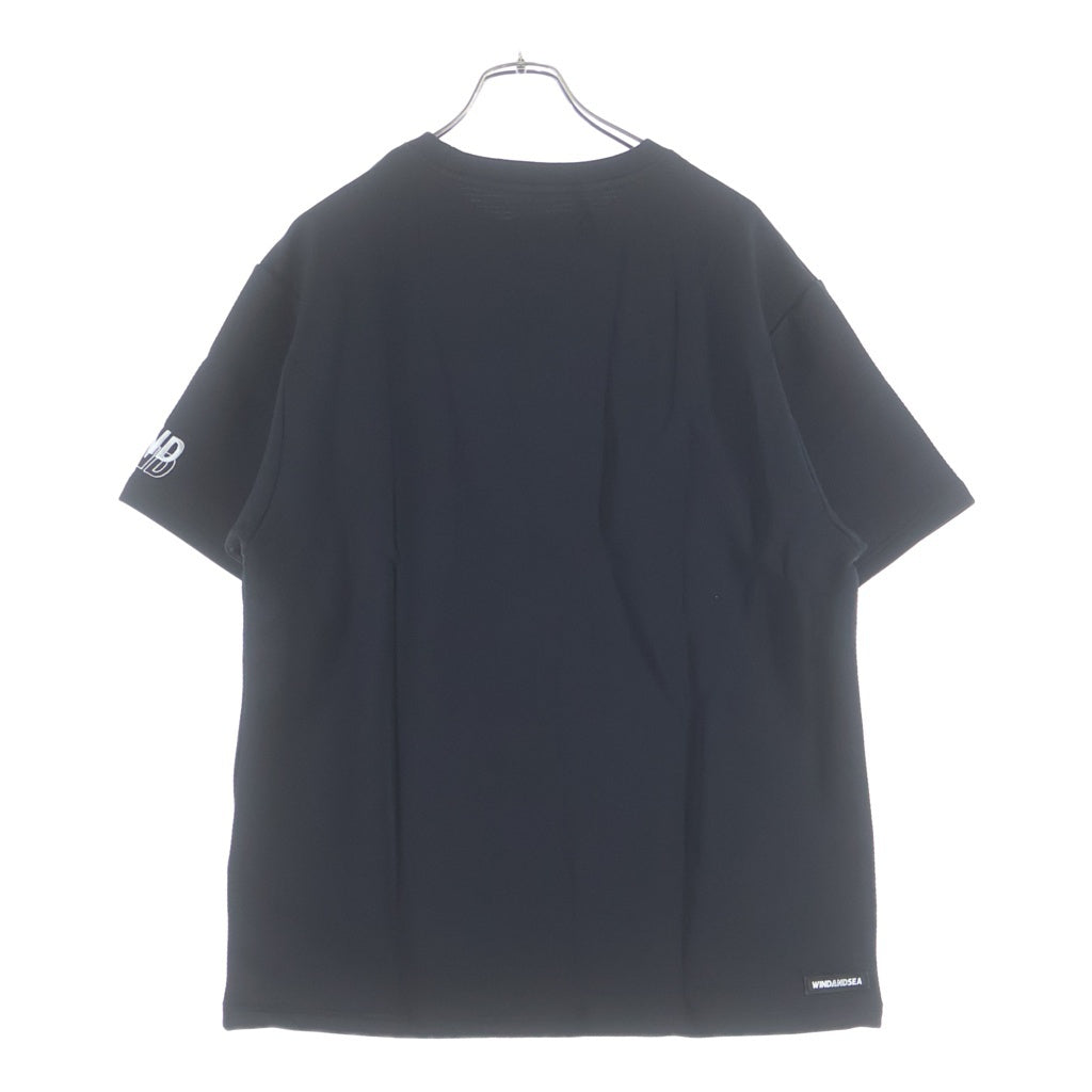 WIND AND SEA(ウィンダンシー) WIND AIR TEX S/S TEE ロゴ刺繍 クルーネック 半袖Tシャツ カットソー ブラック WDS-O-ESS-24--Q4-JER-03