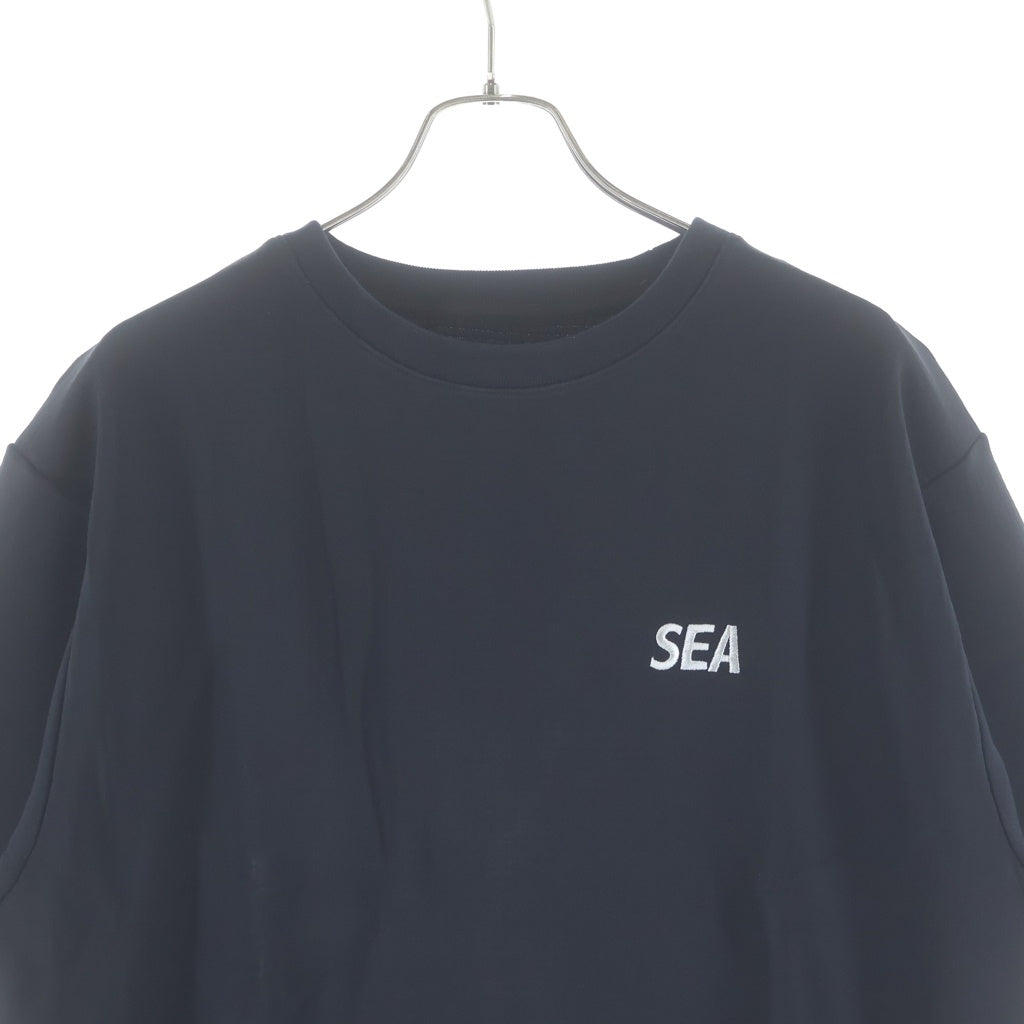 WIND AND SEA(ウィンダンシー) WIND AIR TEX S/S TEE ロゴ刺繍 クルーネック 半袖Tシャツ カットソー ブラック WDS-O-ESS-24--Q4-JER-03
