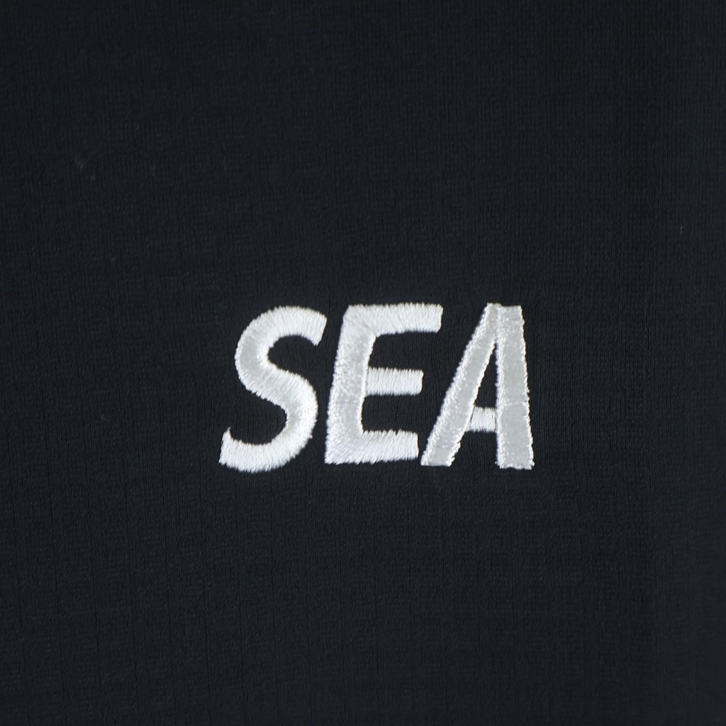 WIND AND SEA(ウィンダンシー) WIND AIR TEX S/S TEE ロゴ刺繍 クルーネック 半袖Tシャツ カットソー ブラック WDS-O-ESS-24--Q4-JER-03