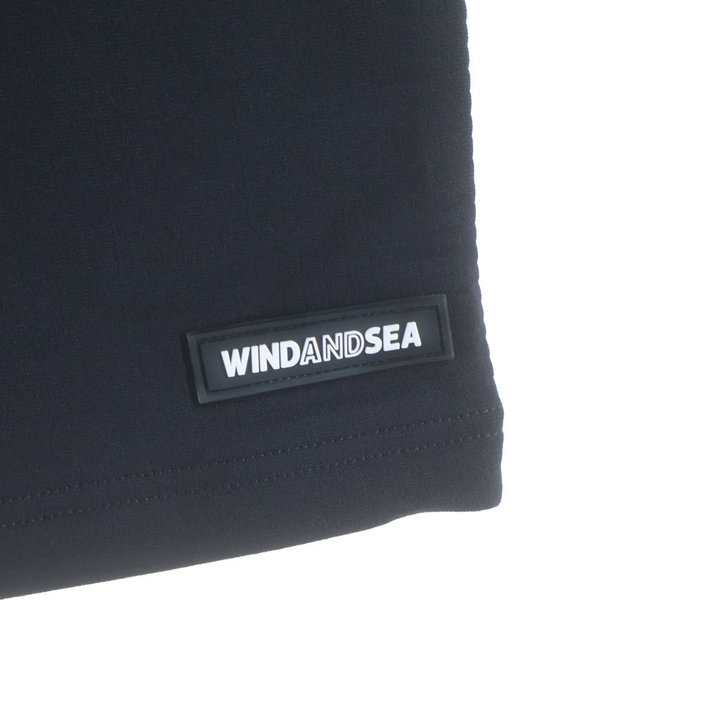 WIND AND SEA(ウィンダンシー) WIND AIR TEX S/S TEE ロゴ刺繍 クルーネック 半袖Tシャツ カットソー ブラック WDS-O-ESS-24--Q4-JER-03