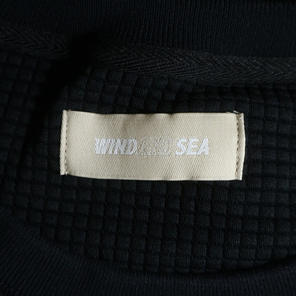 WIND AND SEA(ウィンダンシー) WIND AIR TEX S/S TEE ロゴ刺繍 クルーネック 半袖Tシャツ カットソー ブラック WDS-O-ESS-24--Q4-JER-03