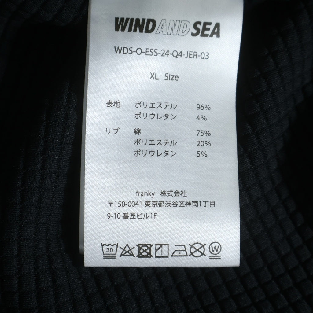 WIND AND SEA(ウィンダンシー) WIND AIR TEX S/S TEE ロゴ刺繍 クルーネック 半袖Tシャツ カットソー ブラック WDS-O-ESS-24--Q4-JER-03