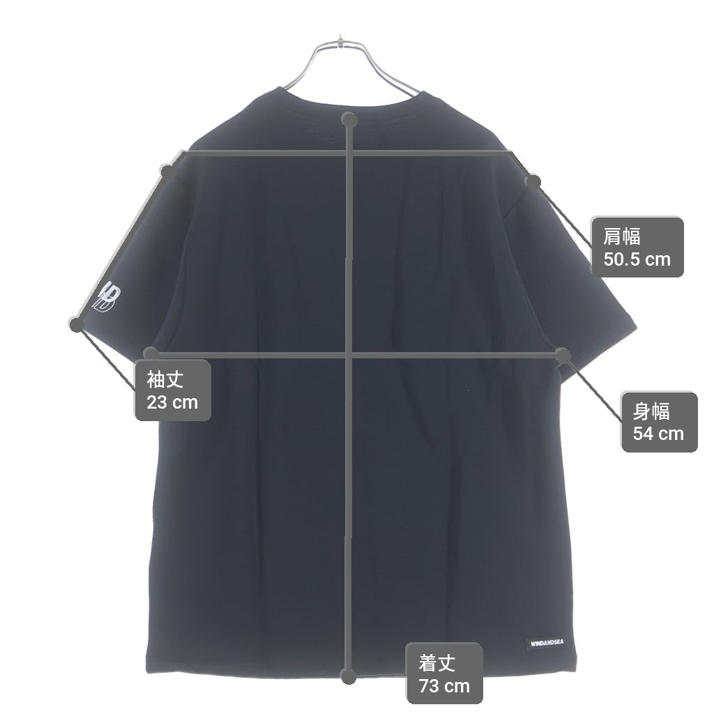 WIND AND SEA(ウィンダンシー) WIND AIR TEX S/S TEE ロゴ刺繍 クルーネック 半袖Tシャツ カットソー ブラック WDS-O-ESS-24--Q4-JER-03