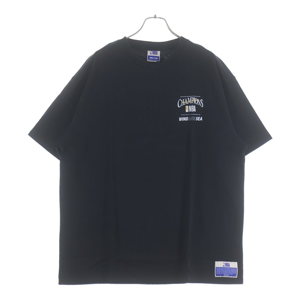 WIND AND SEA(ウィンダンシー) ×NBA CHAMPIONS TEE エヌビーエー チャンピオン ロゴプリント クルーネック 半袖Tシャツ カットソー ブラック WDS-C-PNB7-24-Q4-07