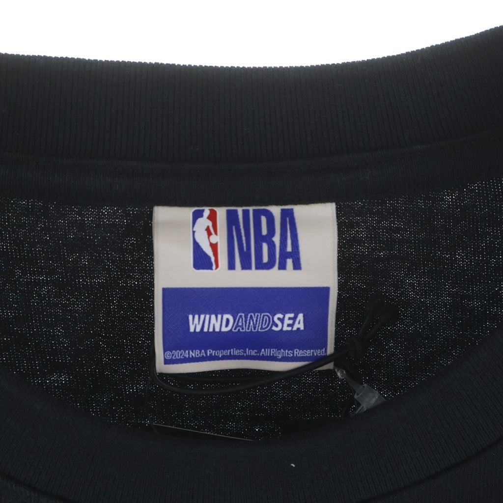 WIND AND SEA(ウィンダンシー) ×NBA CHAMPIONS TEE エヌビーエー チャンピオン ロゴプリント クルーネック 半袖Tシャツ カットソー ブラック WDS-C-PNB7-24-Q4-07