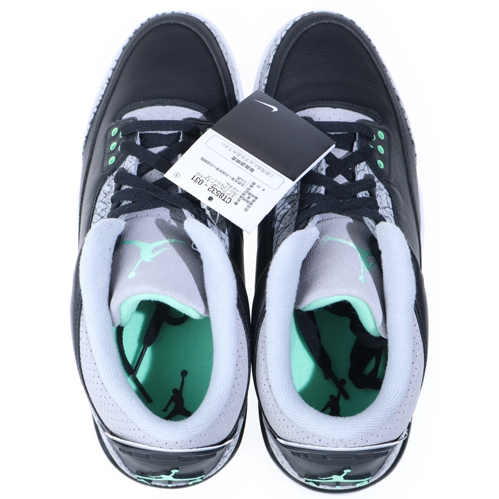 NIKE(ナイキ) AIR JORDAN 3 RETRO GREEN GLOW CT8532-031 エアジョーダン3 レトロ グリーングロー ハイカットスニーカー ブラック US11/29cm