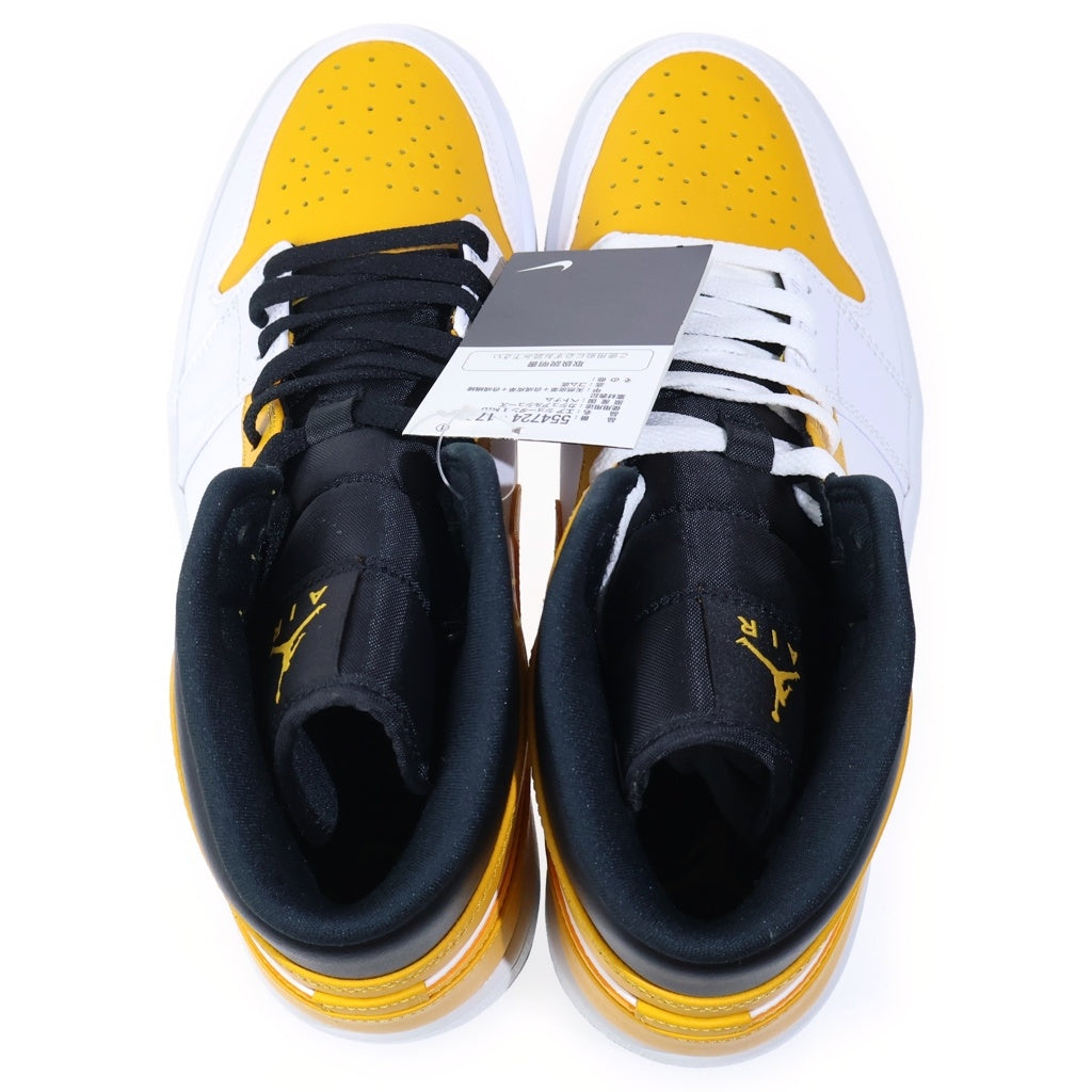 NIKE(ナイキ) AIR JORDAN 1 MID UNIVERSITY GOLD エアジョーダン1 ミッド ユニバーシティ ゴールド ミッドカットスニーカー ホワイト/イエロー US10.5/28.5cm 554724-170