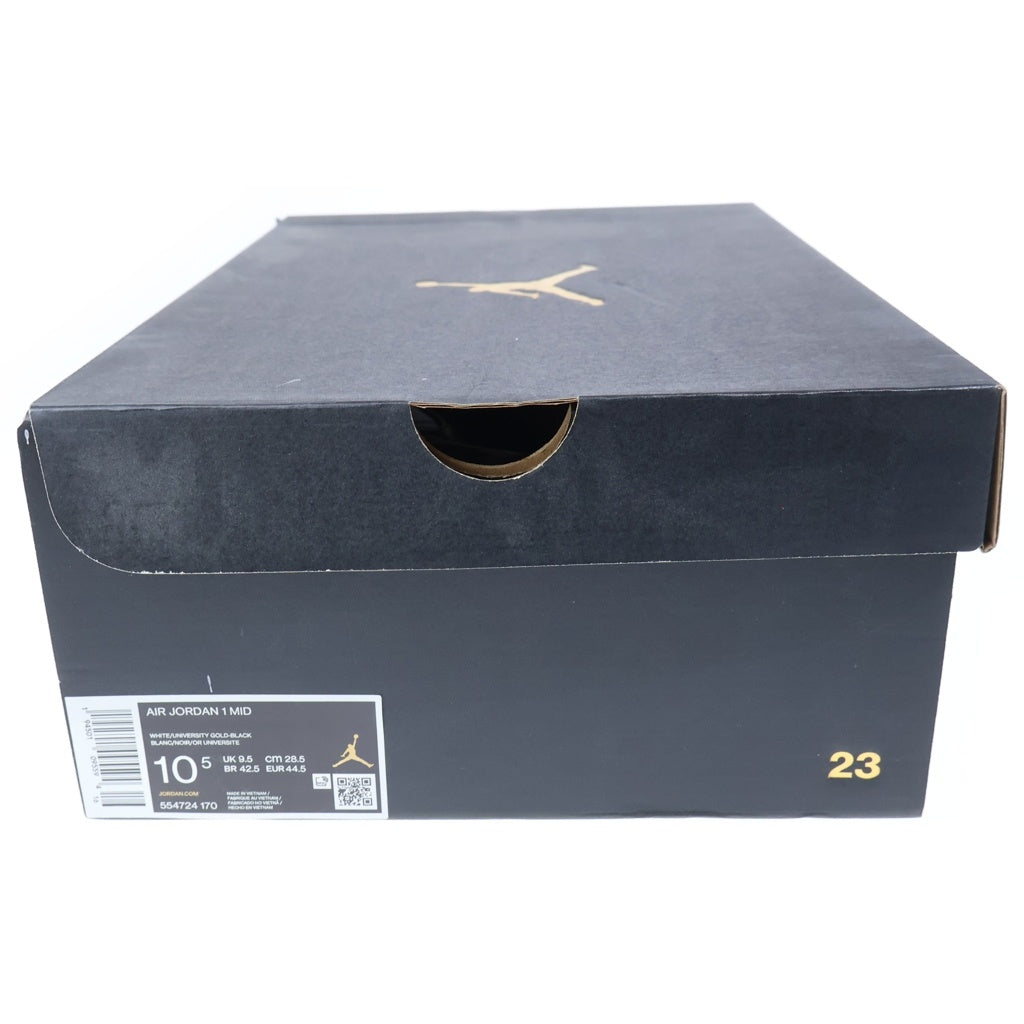 NIKE(ナイキ) AIR JORDAN 1 MID UNIVERSITY GOLD エアジョーダン1 ミッド ユニバーシティ ゴールド ミッドカットスニーカー ホワイト/イエロー US10.5/28.5cm 554724-170