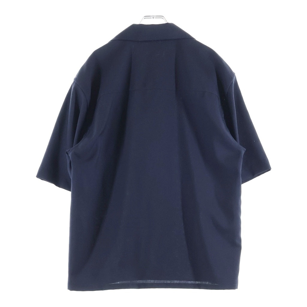 MARNI(マルニ) 25AW トロピカルウール マルニメンディングロゴ ボーリングシャツ オープンカラー 半袖シャツ ネイビー CUMU0054S1