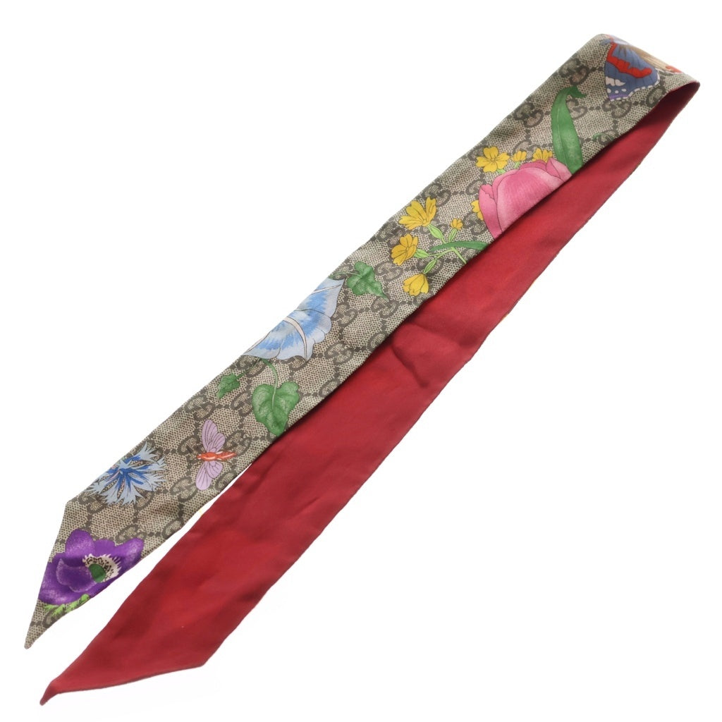 GUCCI 花柄シルクスカーフ ブラウン系 GUCCI(グッチ) GG総柄 シルクスカーフ ブラウン