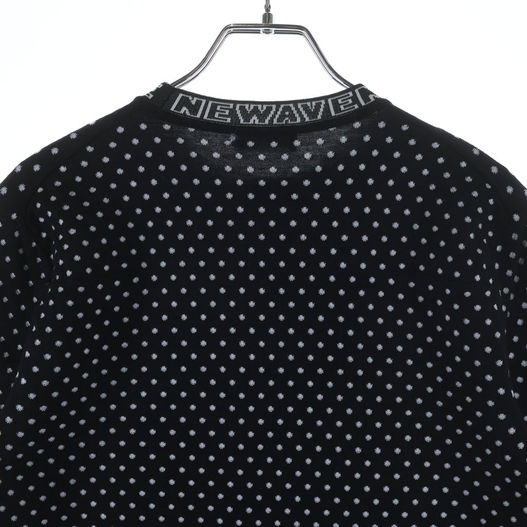 Dior HOMME(ディオールオム) NEWAVE ニューウェーブ リブロゴ ドット 総柄 ウール 半袖 ニットセーター ブラック 733M633ZT649