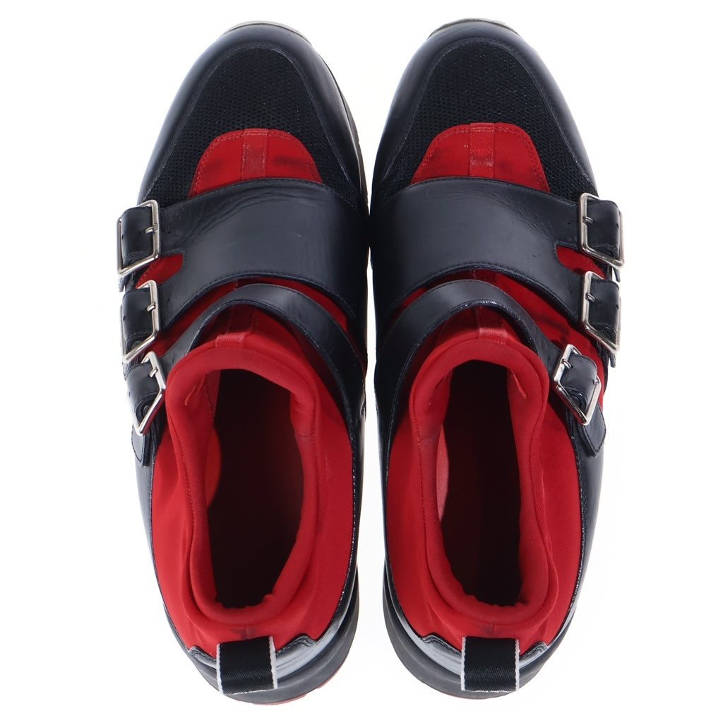 Dior HOMME(ディオールオム) レザーモンクストラップ メッシュ ローカットスニーカー ブラック/レッド