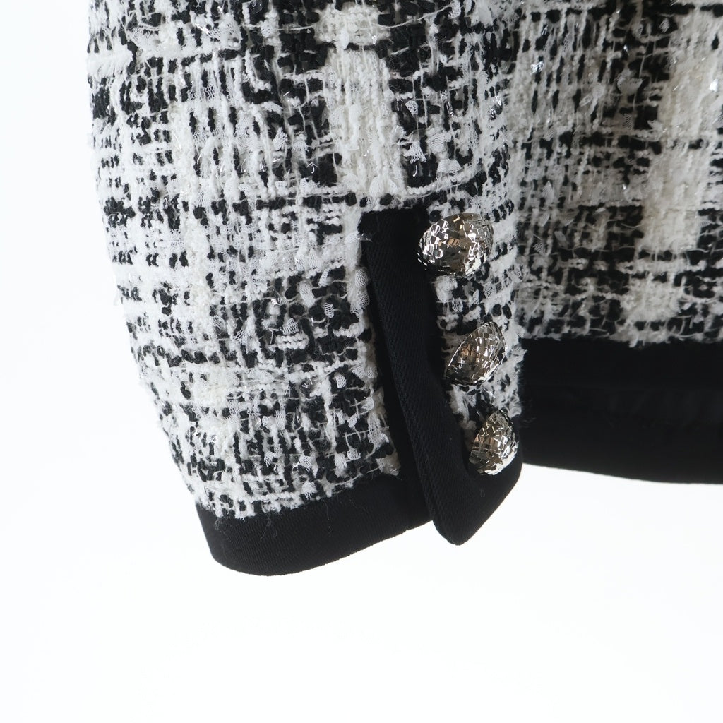 LOUIS VUITTON(ルイヴィトン) 25SS 中綿入り ツイードジャケット レディース ブラック/ホワイト RW251WB UIQ FSVE20