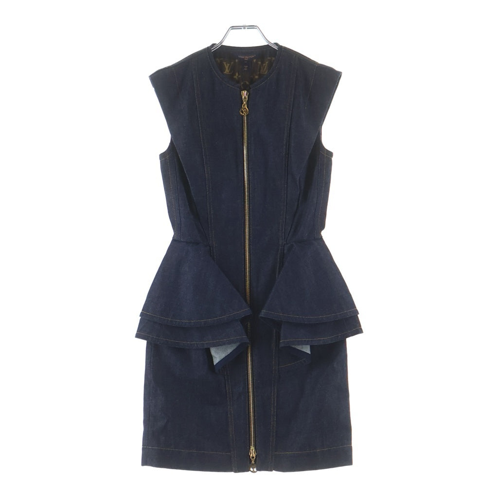 LOUIS VUITTON(ルイヴィトン) 25SS ノースリーブ フリル ジップアップ デニムドレス レディース インディゴ RW251WB EFY FSRO95