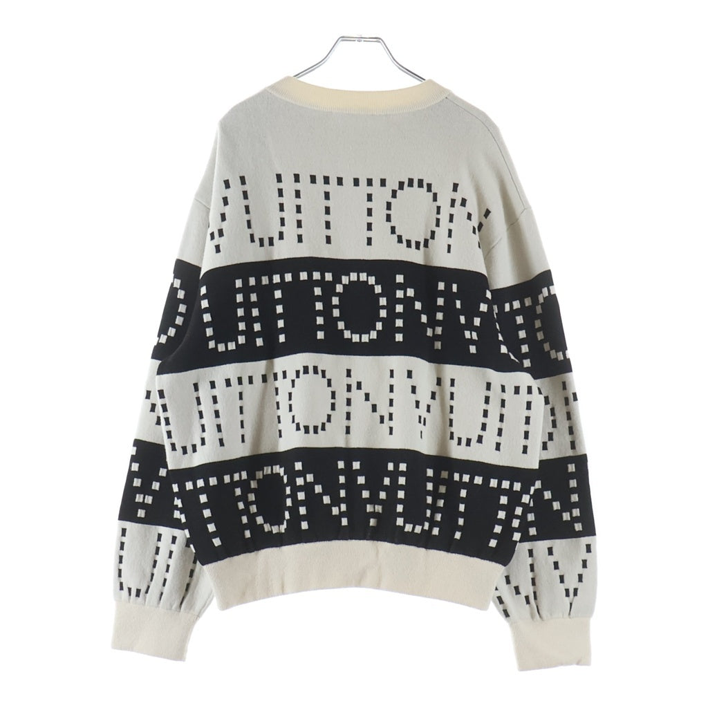 LOUIS VUITTON(ルイヴィトン) 23SS 総柄ロゴ ショルダーボタン ニットセーター レディース ホワイト/ブラック RW231D U39 FOKL20