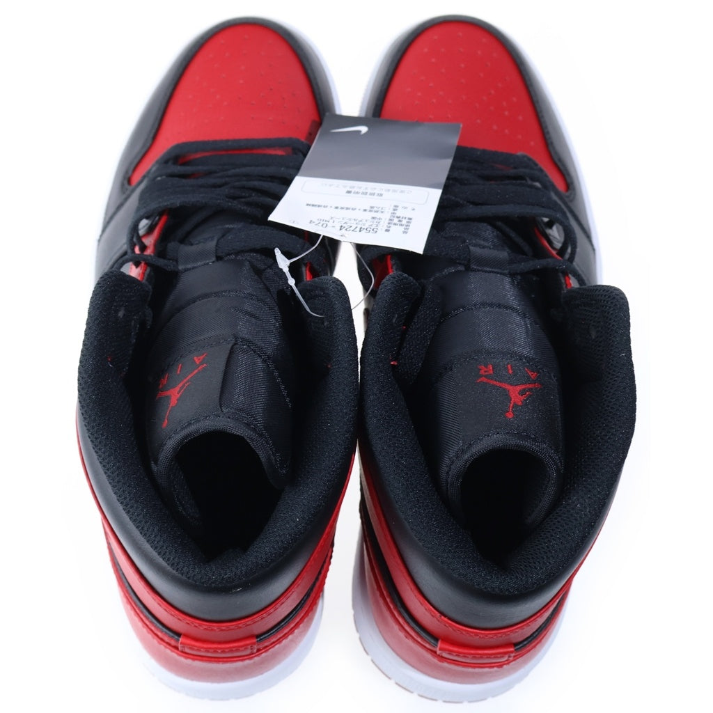 NIKE(ナイキ) AIR JORDAN 1 MID BRED 554724-074 エアージョーダン1 ブレッド ミッドスニーカー シューズ ブラック/レッド US10/28cm