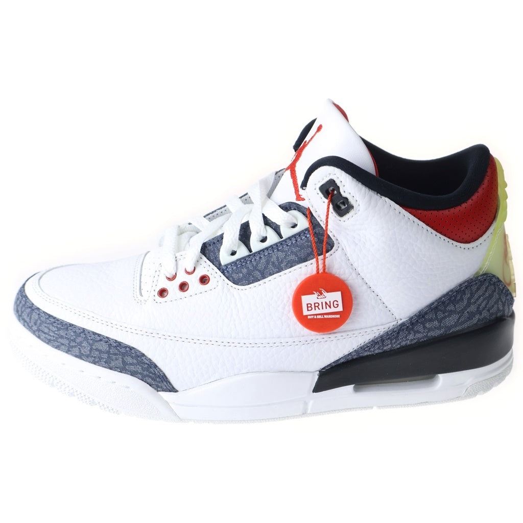 NIKE(ナイキ) Air Jordan 3 Retro SE-T CO JP Fire Red Denim エアジョーダン3 レトロ SE-T CO JP ファイヤー レッド デニム スニーカー US9/27cm ホワイト CZ6433-100