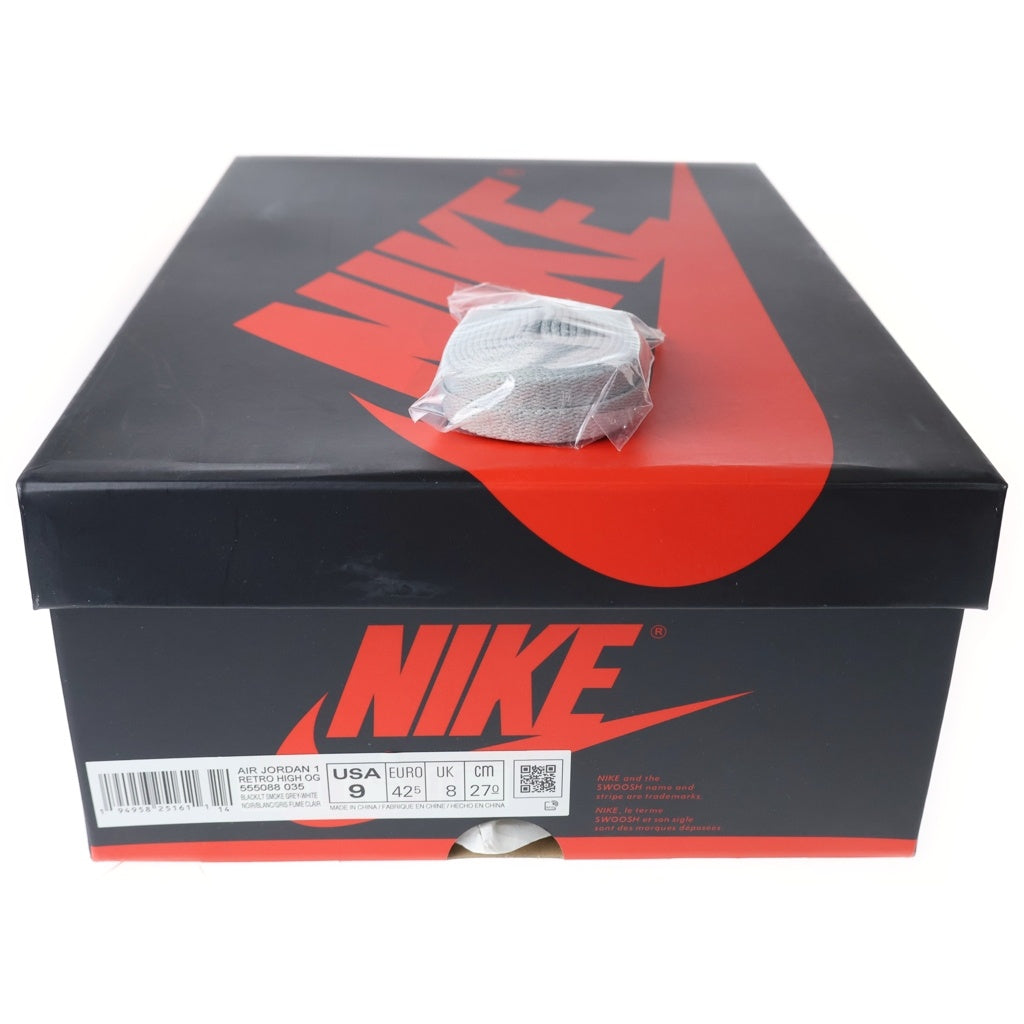 NIKE(ナイキ) AIR JORDAN 1 RETRO HIGH OG エアジョーダン ハイカットスニーカー US9/27cm ブラック/グレー シャドウ2.0 555088-035