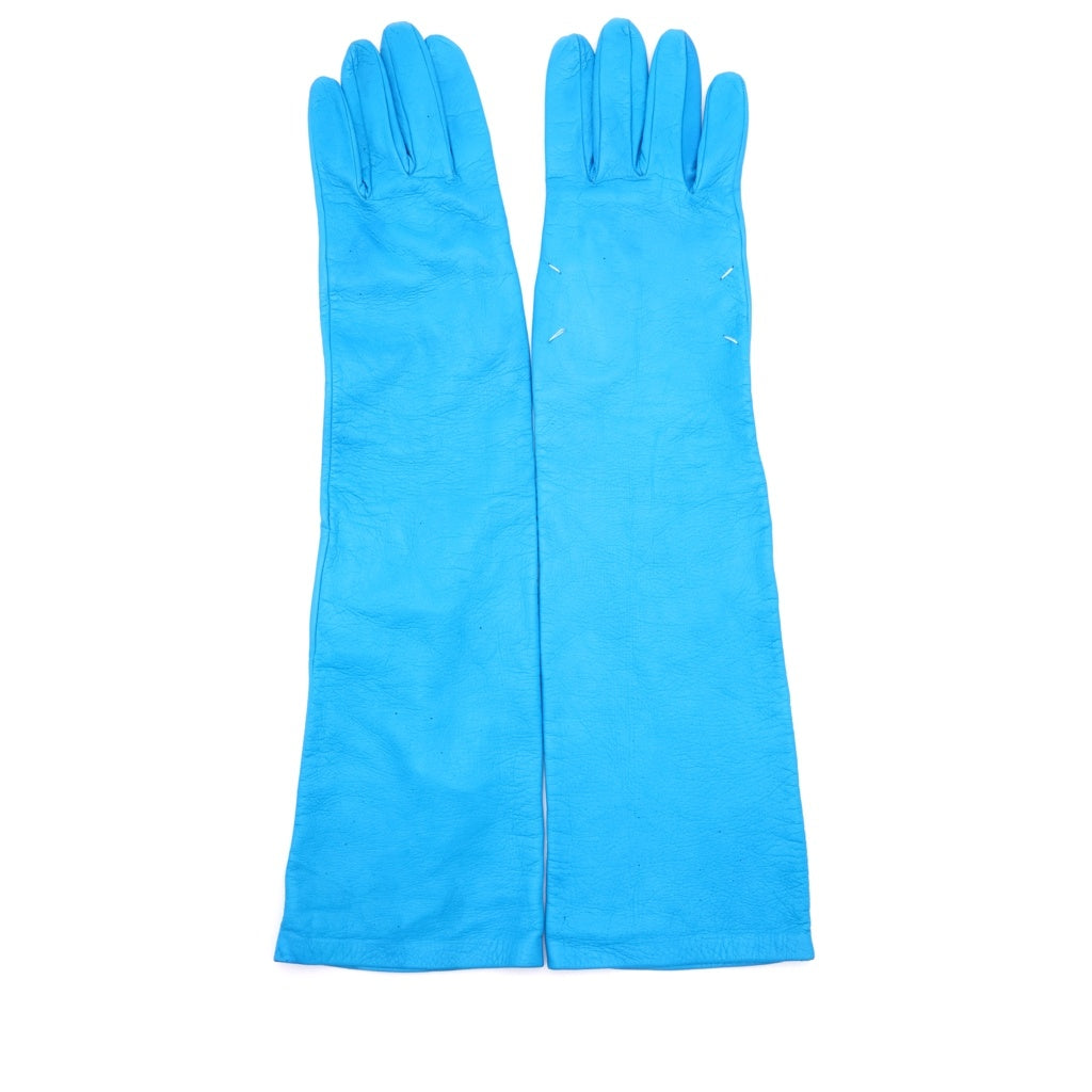 Maison Margiela(メゾンマルジェラ) 22AW Full sleeve leather gloves レザーグローブ 革手袋 ブルー S51TS0059